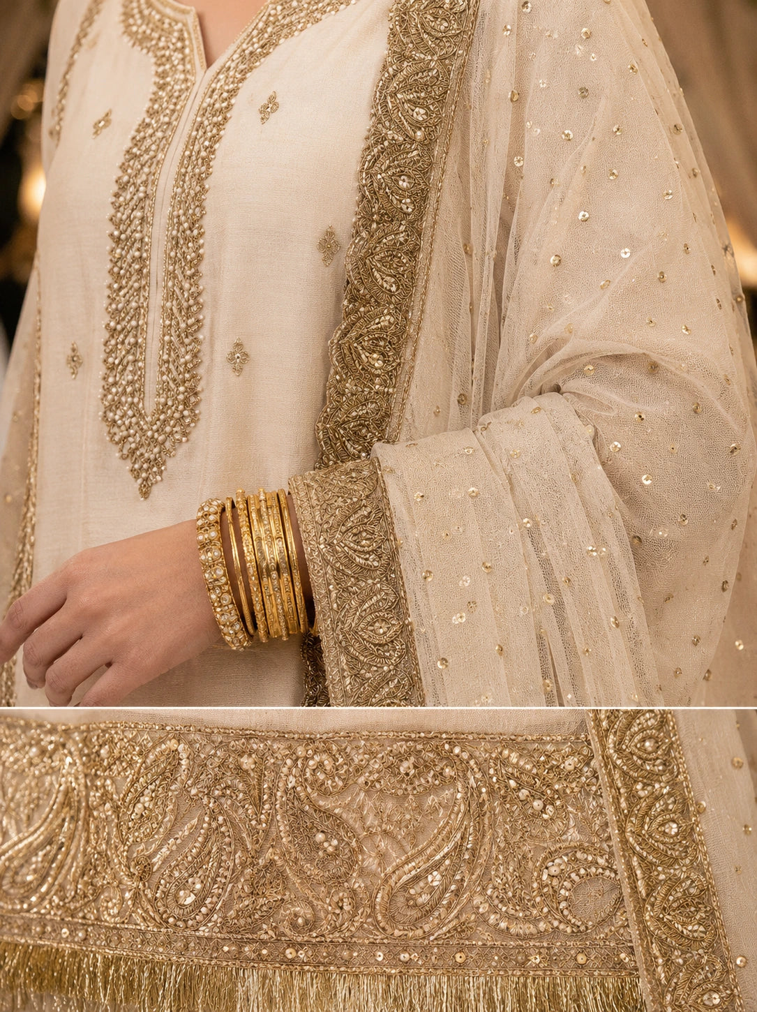 Ivory & Gold Gharara Set