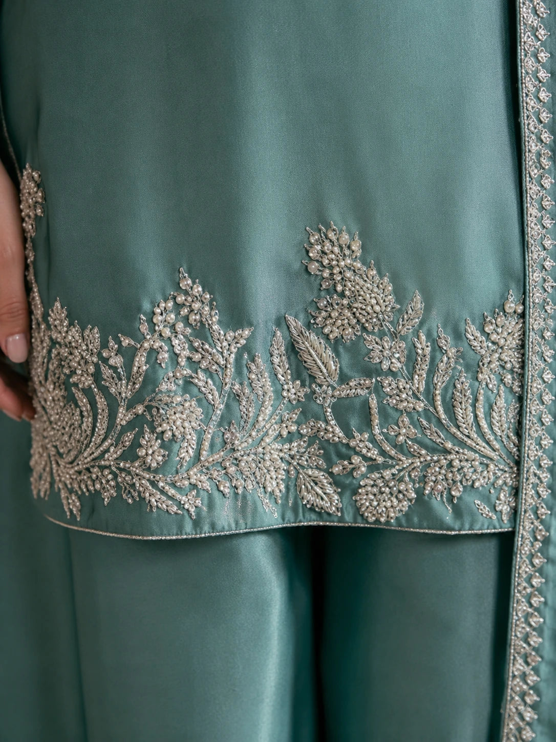 Sea Green Shisha Silk 3-Piece Luxury Suit
